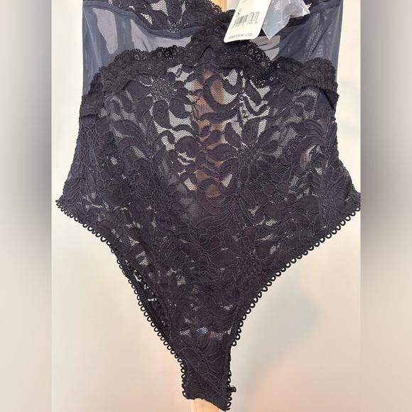 Free People Black Lace Bodysuit Womens Small Speed Date Strappy Lingerie NWT - Picture 9 of 9